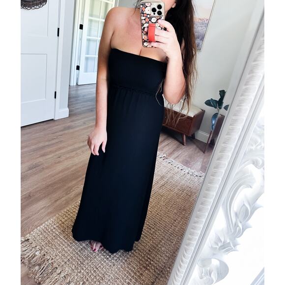 Moonlight Summer Stroll strapless smocked flowy maxi dress sm - Picture 4 of 5